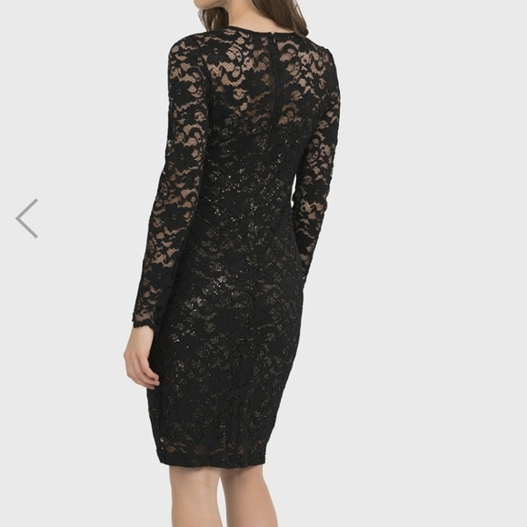 NWT Joseph Ribkoff Black Gold Lace Overlay Dress - Picture 3 of 5